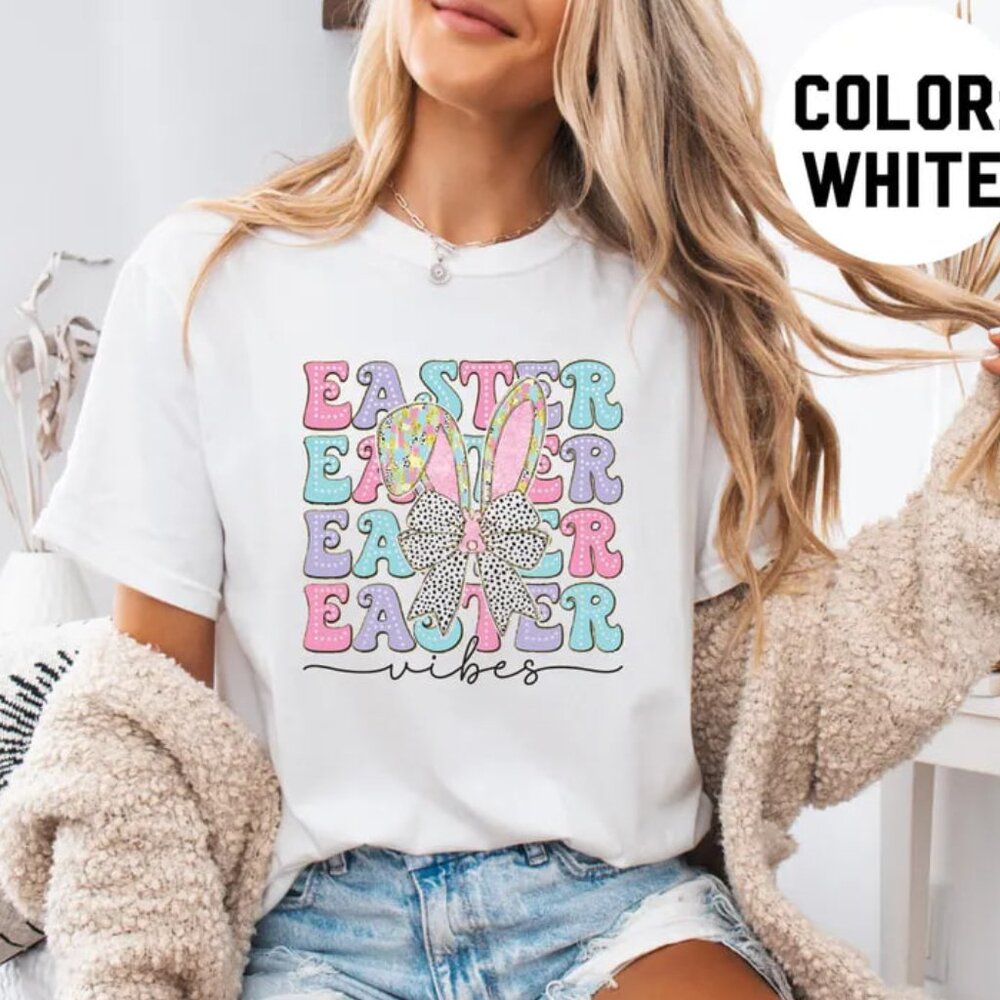 Easter Vibes T-shirt, Graphic Bunny Shirt, Easter Tee Gift
